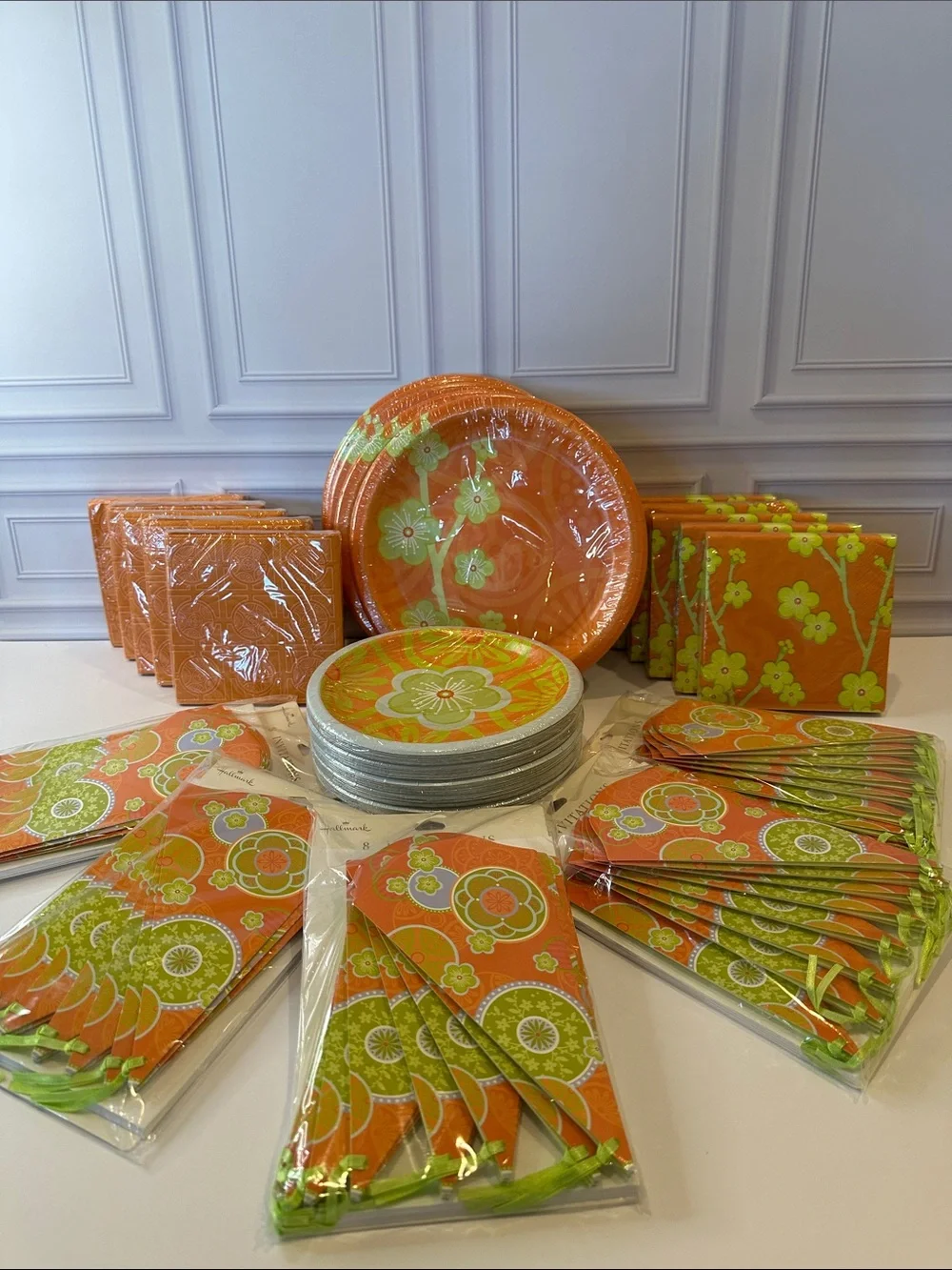 Hallmark Orange & Lime Cherry Blossom Party Set